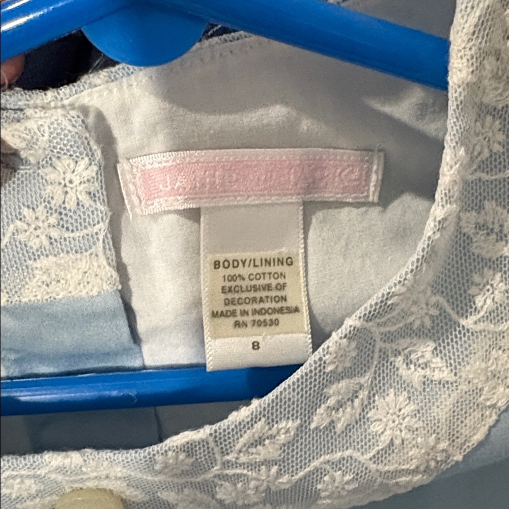 Janie and Jack Girls Blue Lace Trim Kids Dress Size 8 - Picture 3 of 4